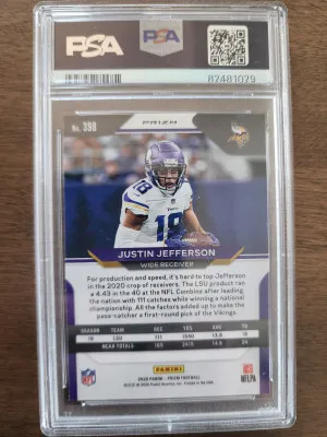 2020 Panini Prizm Justin Jefferson Orange Disco PSA 10 back