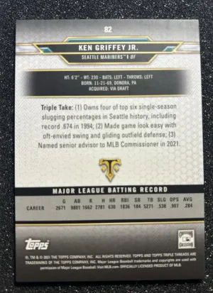 2021 Topps Triple Threads Ken Griffey Jr. Amethyst Purple 78/299 back