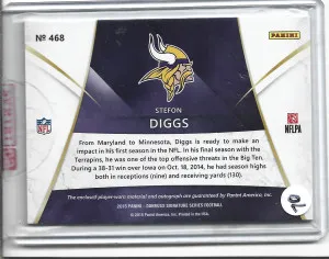 2015 Panini Donruss Signature Series Jerseys Stefon Diggs #468 Rookie Auto RPA back