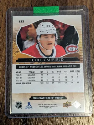 Cole Caufield ruby /499 artifacts 2023-24 back