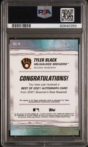 2021 Bowman's Best Best Of 2021 Autographs Tyler Black #B21TB /150 PSA 10 back