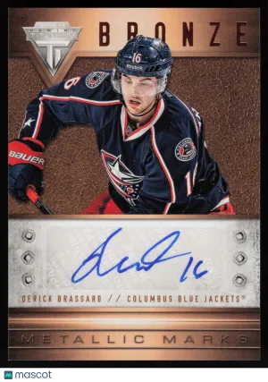 2012-13 Panini Titanium DERICK BRASSARD Metallic AUTO AUTOGRAPH Blue Jackets #19 front