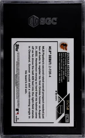 2023 Topps Chrome Update Gunnar Henderson #USC208 /50 SGC 9.5 Baltimore Orioles back