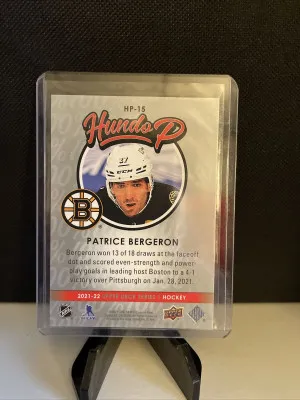 Patrice Bergeron 2021 Upper Deck HundoP #HP-15 back