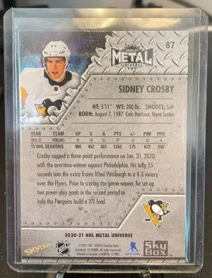 2020 Skybox Metal Universe Sidney Crosby #87 back