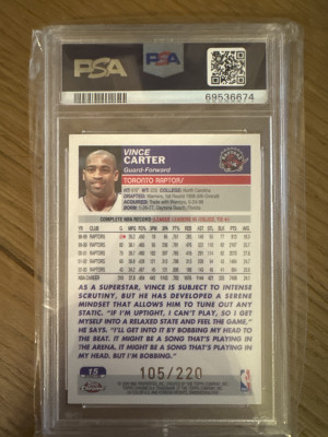 Vince carter psa 8 xfractor back