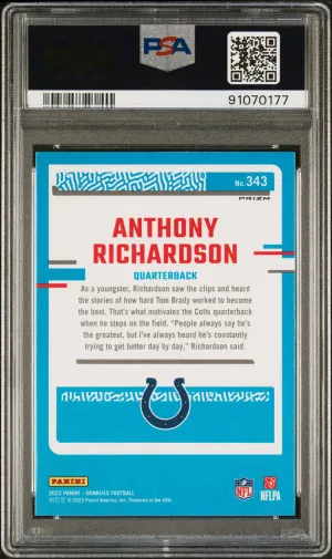 2023 Panini Donruss Anthony Richardson #343 Insert PSA 10 back