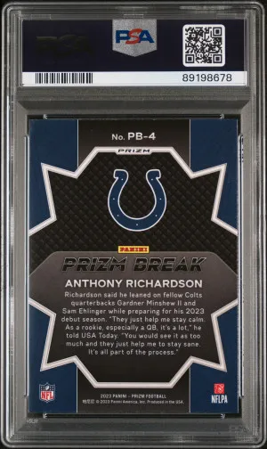 2023 Panini Prizm Prizm Break Anthony Richardson #PB4 Insert PSA 10 back