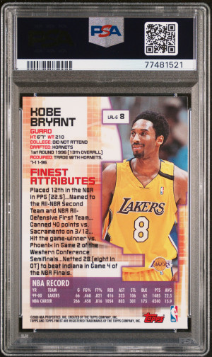 2000 Finest Kobe Bryant #8 PSA 10 Los Angeles Lakers back