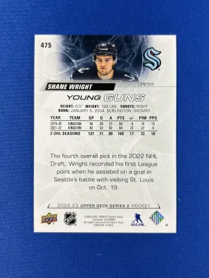 2022-23 Upper Deck Series 2 Shane Wright Young Guns #475 back