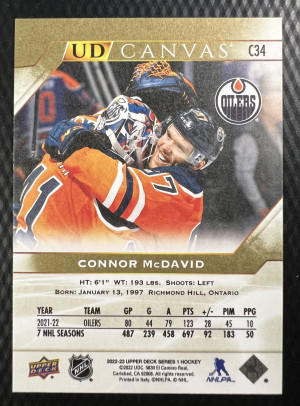 2022-23 Upper Deck MVP Connor McDavid Insert back