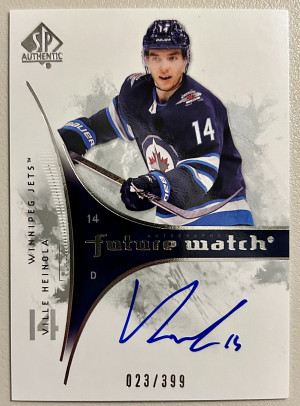 Ville Heinola Retro Future Watch Auto /399 2019-20 Upper Deck Winnipeg Jets SP front