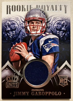 2014 Panini Jimmy Garoppolo Crown Royale Royalty Materials /499 #RR20 Rookie RC front