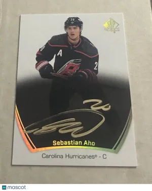 2021-22 SP AUTHENTIC HOCKEY #28 Sebastian Aho Black Gold Auto SP front