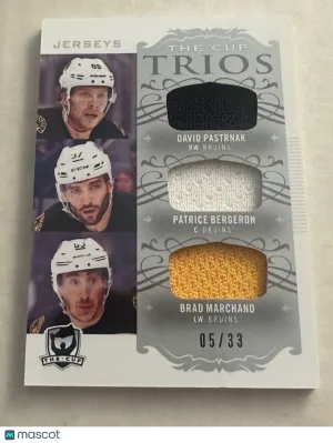 2018-19 The Cup Trios Jerseys David Pastrnak/Patrice Bergeron/Brad Marchand /33 front