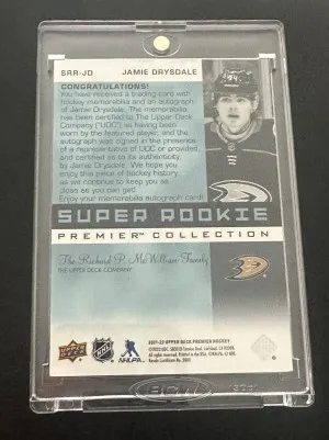 Jamie Drysdale 2021-22 Upper Deck Super Rookie Premier Collection Auto Patch /49 back