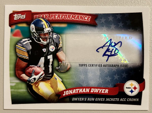 2010 Topps Peak Performance Auto Jonathan Dwyer #PPA-JD Rookie Auto RC front