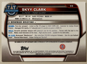2022-23 Bowman University Chrome SKYY CLARK 1st Auto Rookie RC #55 Illinois back