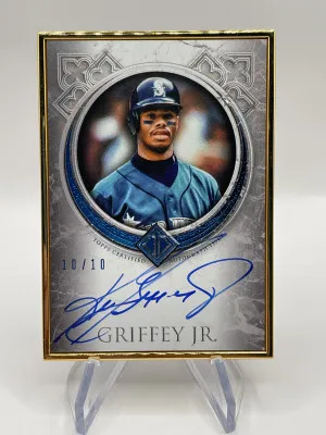 2023 Topps Transcendent Ken Griffey Jr. Blue (Color Match) Gold Framed Auto 10/10 (book end) front