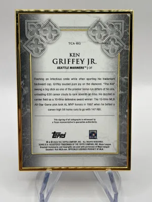 2023 Topps Transcendent Ken Griffey Jr. Blue (Color Match) Gold Framed Auto 10/10 (book end) back