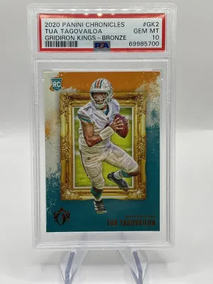 2020 Panini Chronicles Tua Tagovailoa Rookie “Gridiron Kings” PSA 10 front