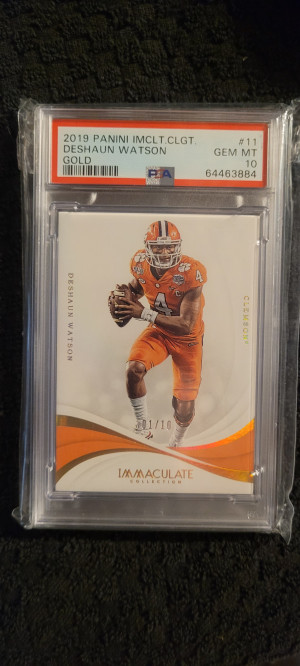 2019 Panini Immaculate Collegiate Deshaun Watson Gold 1/10 PSA 10 SSP front