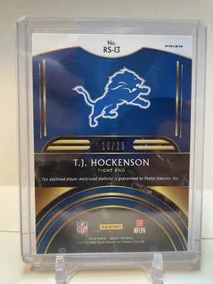 2019 Selec T.J. Hockenson Rookie Tie Dye Patch /25 - 3 Color Patch back