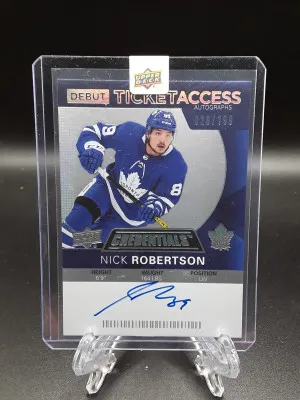 2020-21 Upper Deck Credentials Nick Robertson Debut Ticket Access Auto #'d /199 Maple Leafs front