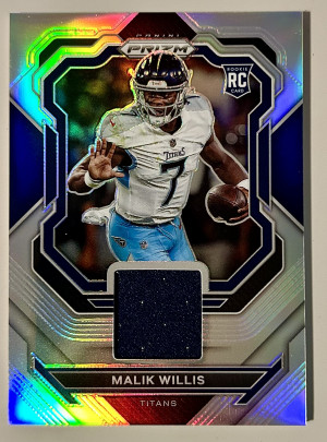 2022 Panini Prizm MALIK WILLIS Silver Prizm Relic Jersey Patch Rookie #PJ-MW RC front