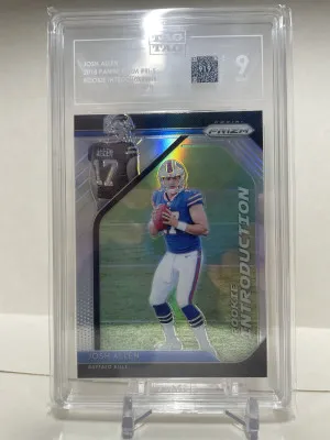 2018 Prizm Josh Allen Introductions Silver Prizm Rookie TAG 9 front