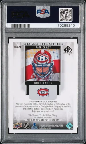 2020-2021 SP Authentic - PATRICK ROY - UD Authentics Autograph back