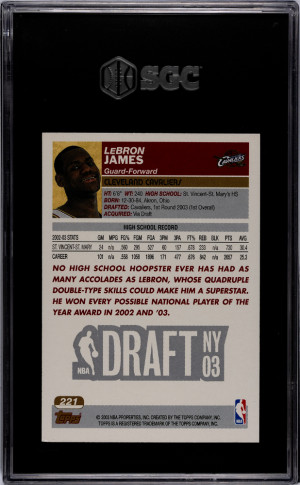 2003-04 Topps LeBron James #221 Rookie SGC 7 Cleveland Cavaliers back
