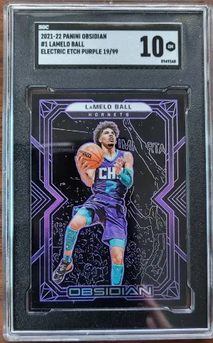 2021-22 Panini Obsidian #1 Lamelo Ball Electric Etch Purple 19/99 front