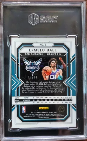 2021-22 Panini Obsidian #1 Lamelo Ball Electric Etch Purple 19/99 back