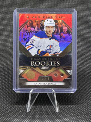 2022-23 Upper Deck Black Diamond Dylan Holloway Diamond Relic Rookies Double Ruby 31/49 front