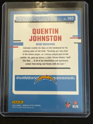 2023 Donruss Optic Quentin Johnston Holo back