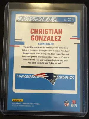2023 NFL Donruss Optic Christian Gonzalez Blue Hyper back