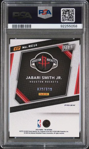 2023 Panini National VIP Gold Rookies Jabari Smith JR. /199 #RC14 PSA 10 back
