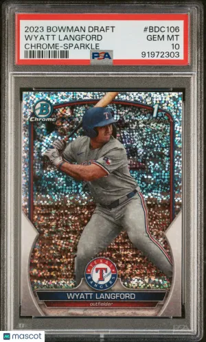 2023 Bowman Draft Wyatt Langford #BDC106 Sparkle PSA 10 front