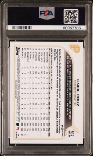 2022 Topps Oneil Cruz #537 PSA 10 90957706 back