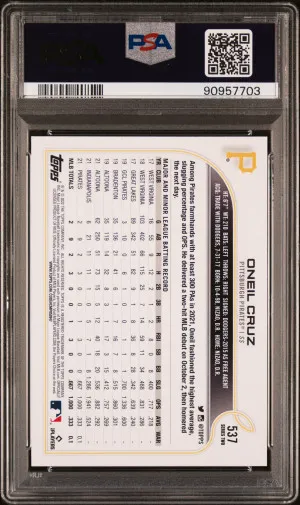 2022 Topps Oneil Cruz #537 PSA 10 90957703 back