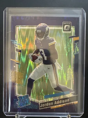 2023 Donruss Optic Jordan Addison Purple Shock front