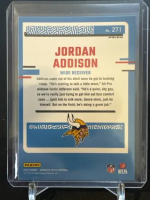2023 Donruss Optic Jordan Addison Purple Shock back