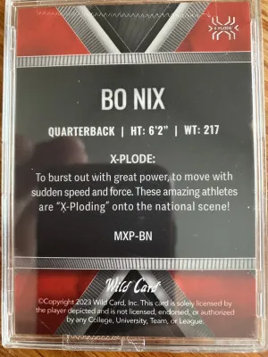 Bo Nix 2023 Wild Card Matte X-Plode 45/50 back