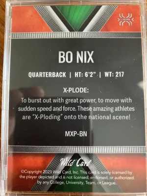 Bo Nix Wild Carf Matte X-Plode 16/25 back