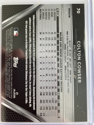 Colton Cowser 2024 Topps Chrome Black Refractor 21/199 Rookie back