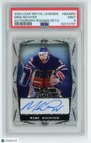 2024 Leaf Metal Legends MIKE RICHTER Rare AUTO AUTOGRAPH #/10 Rangers SP - PSA 9 front