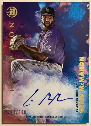 2021 Bowman Inception Chris McMahon Auto /600 Colorado Rockies PA-CMN front
