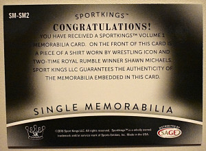 Shawn Michaels 2018 SportKings Single Memorabilia Shirt Relic Card SM-SM2 WWE back