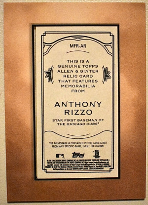 2020 Topps Allen & Ginter's Framed Mini Relics Anthony Rizzo #MFR-AR back